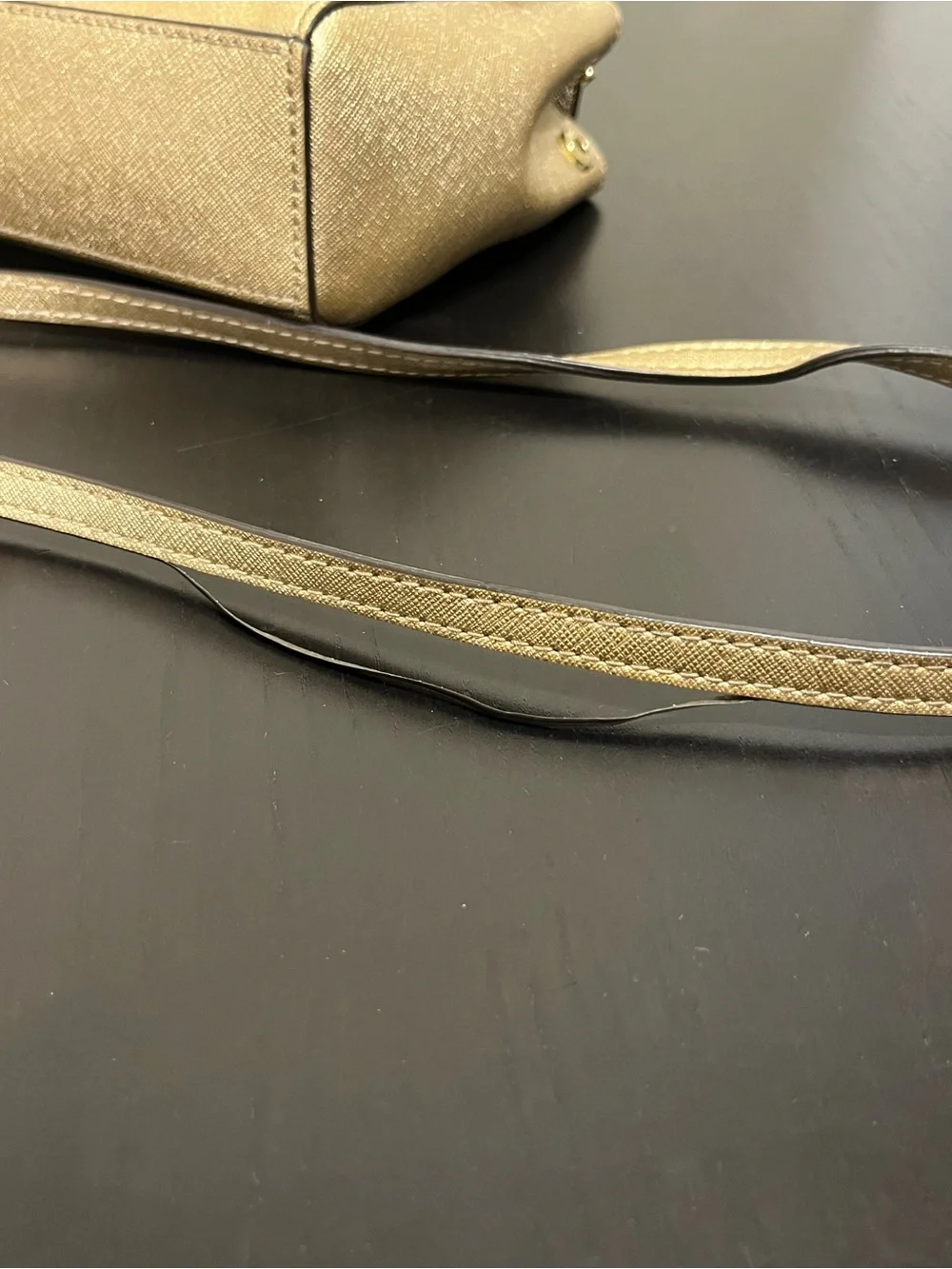 Michael Kors Gold studded top handle bag with attachment for crossbody bag